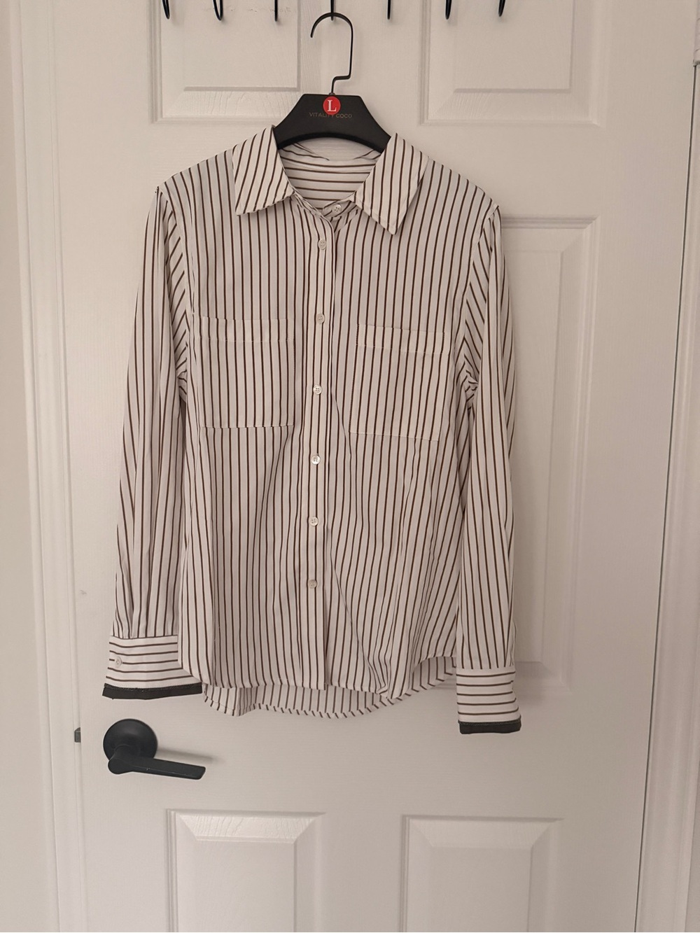 Brunello Cucinelli White Blouse with Black Pinstripes(OEM)